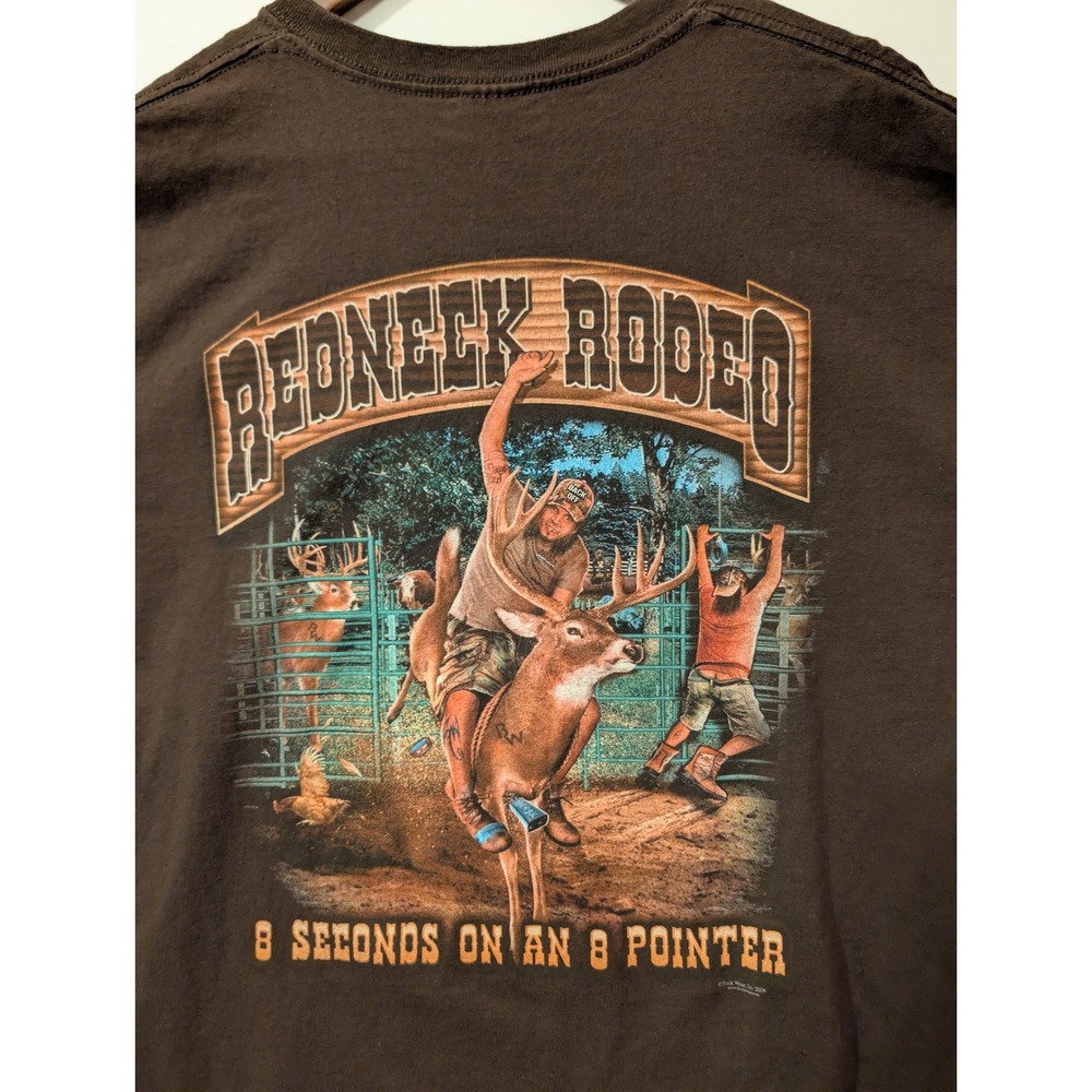 Gildan Redneck Sportsman T-Shirt Mens 2XL Brown Good Redneck Rodeo Deer Hunting